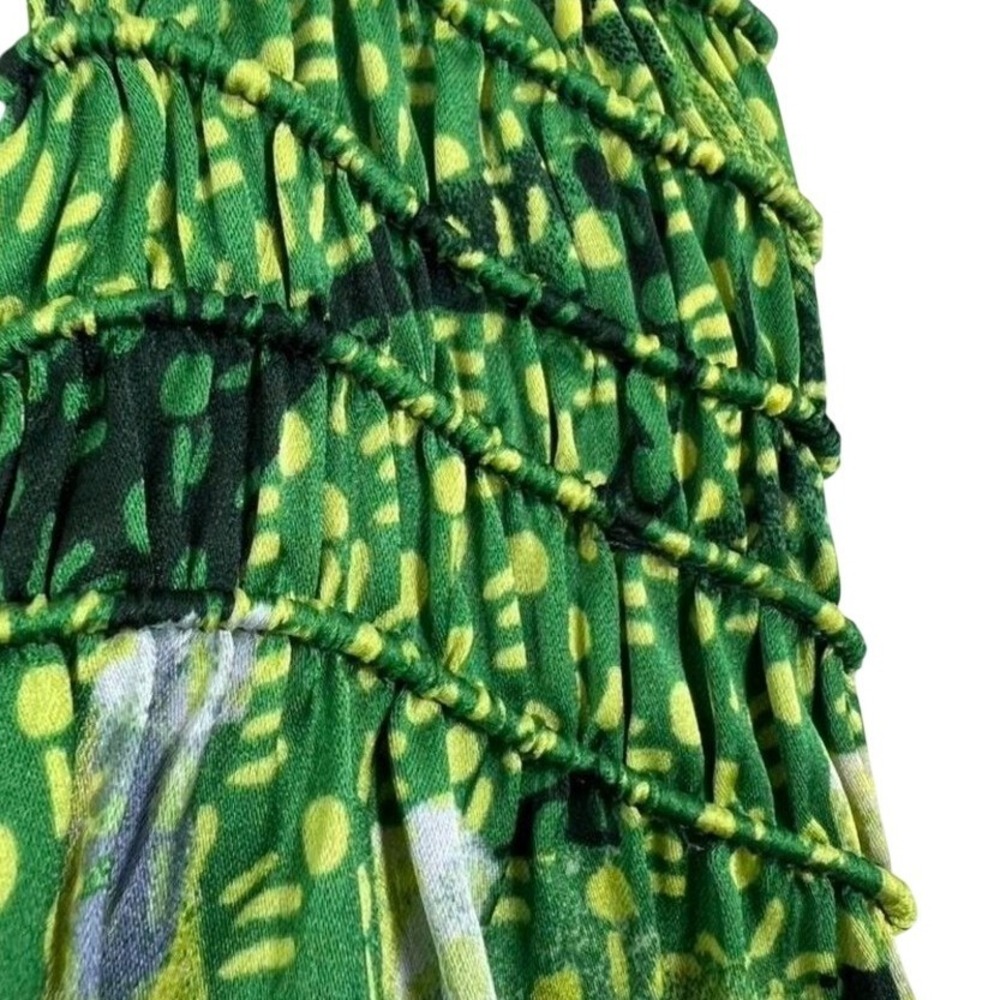 White House Black Market Green Floral Smocked Empire Waist Midi Dress 10 - Picture 5 of 8